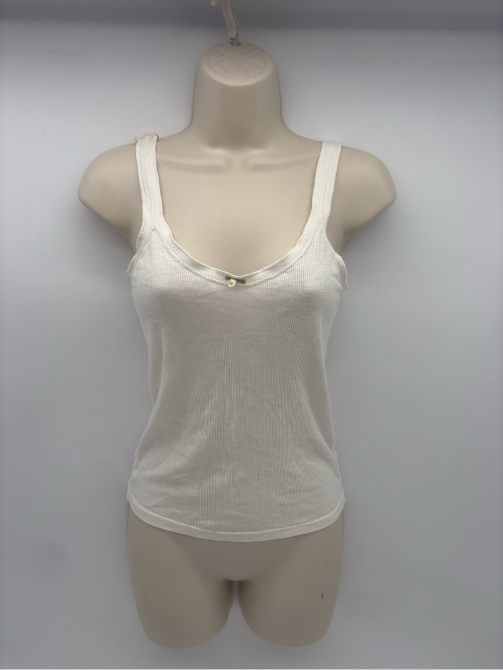Free People Intimately Ivory Ribbed Lace Trim Tank Top NWOT